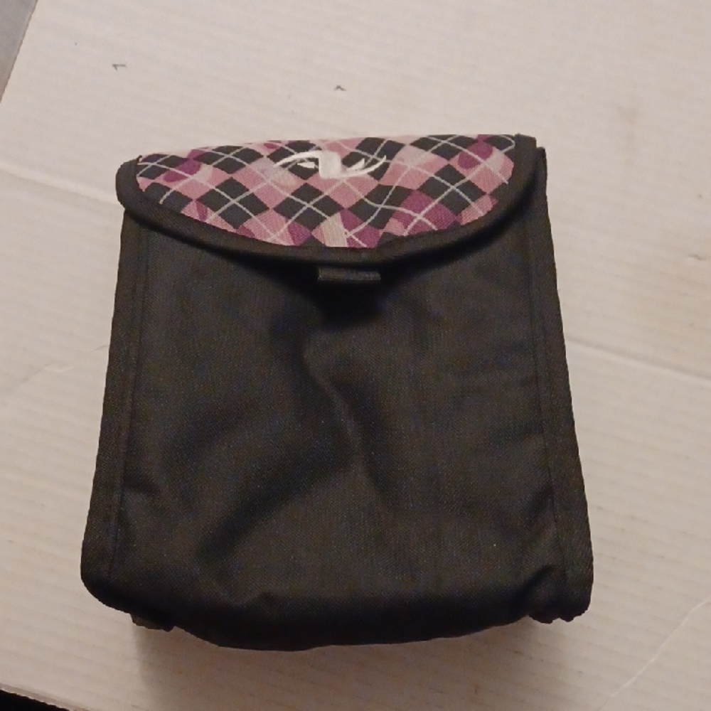 $4 Add-on Black and Pink Argyle Velcro Lunch Bag